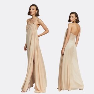 Halston Oyster Chiffon Gown NWT Strapless Evening Dress Size 8 Sold Out